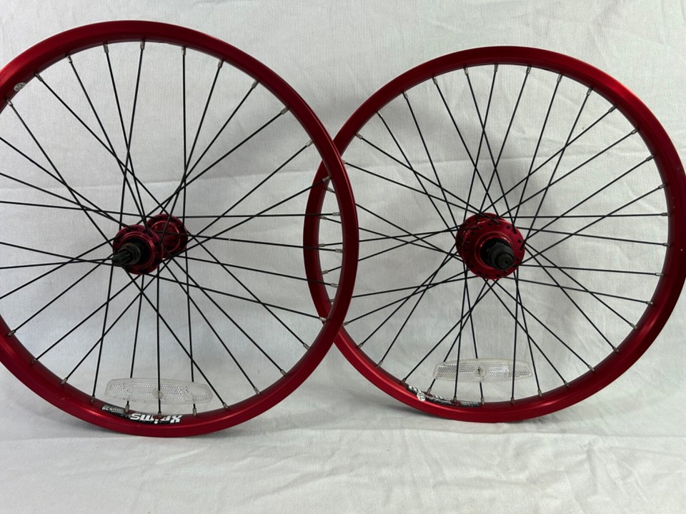 1 PAIR BMX 20 inch X Rims MUS 30 10t Freewheel Old Mid School Freestyle ...