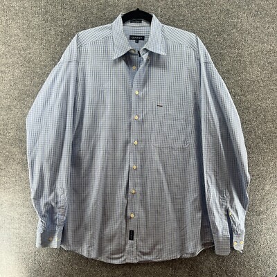 Gant Shirt Mens Large Blue Checkered Button Down Comfort Casual Two Ply