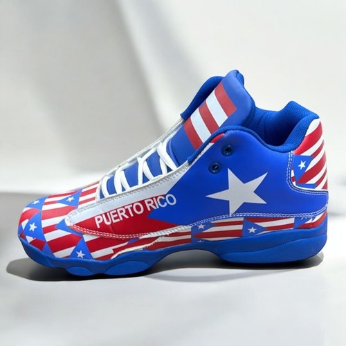 Puerto Rico Flag High-Top Athletic Sneakers for Men – Red, White, Blue Design - Picture 8 of 8
