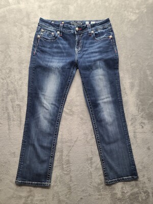 Miss Me Jeans Womens 31 Mid Rise Easy Crop Aztec Navajo