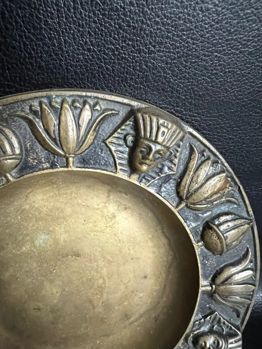 Schöne Bronzeschale Teller Wandteller Pharaoen Mensch Gesichte  Mythologie￼ 14cm
