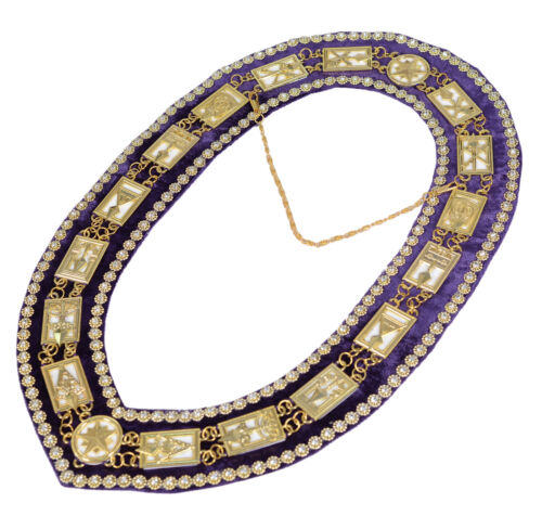 Masonic Regalia Cryptic Mason Royal & Select Master Chain Collar + Rhinestones - Picture 2 of 2