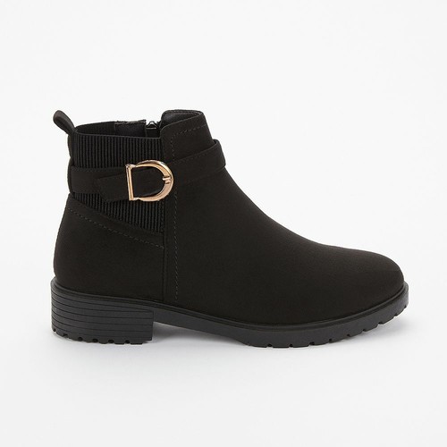flat black ankle boots suede