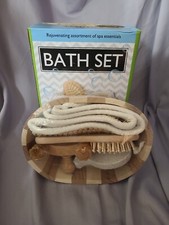 6pc Spa Set: Back Scrubber, Massager, Hair Brush, Pumice Stone Foot Brush, Caddy