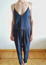 Abito tuta satinata blu notte semifoderata, Zara Basic, taglia M