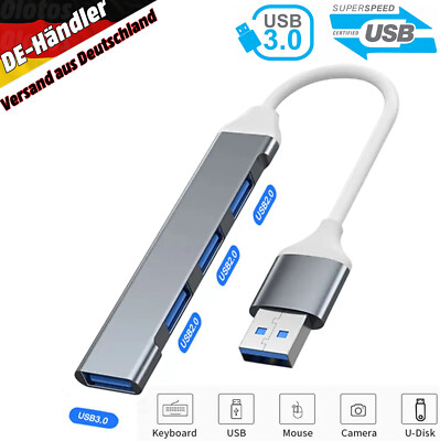 USB 3.0 Hub Verteiler Splitter 4 Port Adapter für Notebook Handy Laden Laptop PC