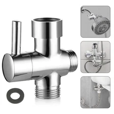 3-Way T-adapter Shower Head Diverter Valve Water Splitter Switch Faucet Bathroom