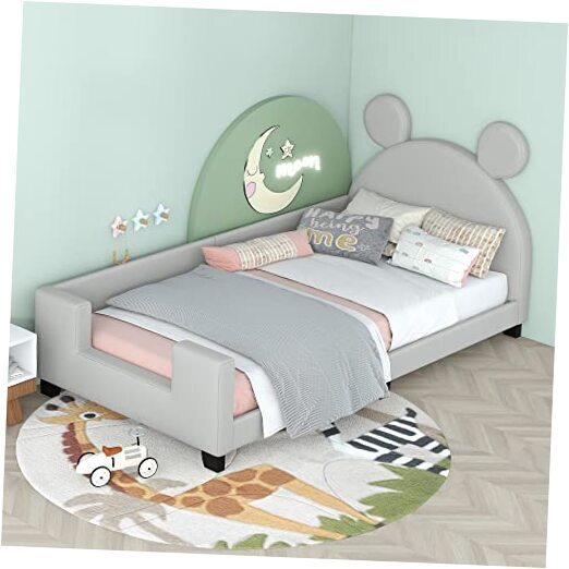Twin Upholstered Daybed with Wooden Frame and Carton Ears Design