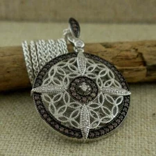 Celtic Trinity Knot Compass Pendant White & Chocolate CZs Keith Jack doublesided