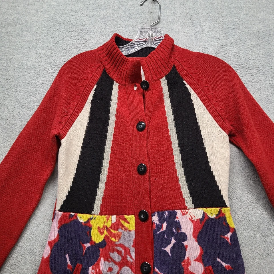 Женское платье Anthropologie Sparrow S кардиган с красным цветочным узором шерсть ягненка гортензия - Изображение 4 из 4