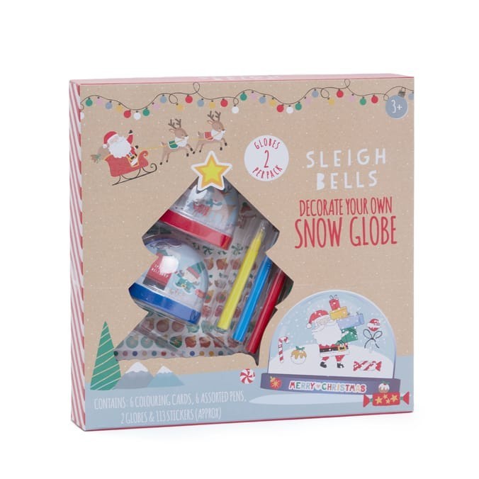 Sleigh Bells Make Your Own Snow Globe Makes 2 Globes Stocking Filler Craft Kit