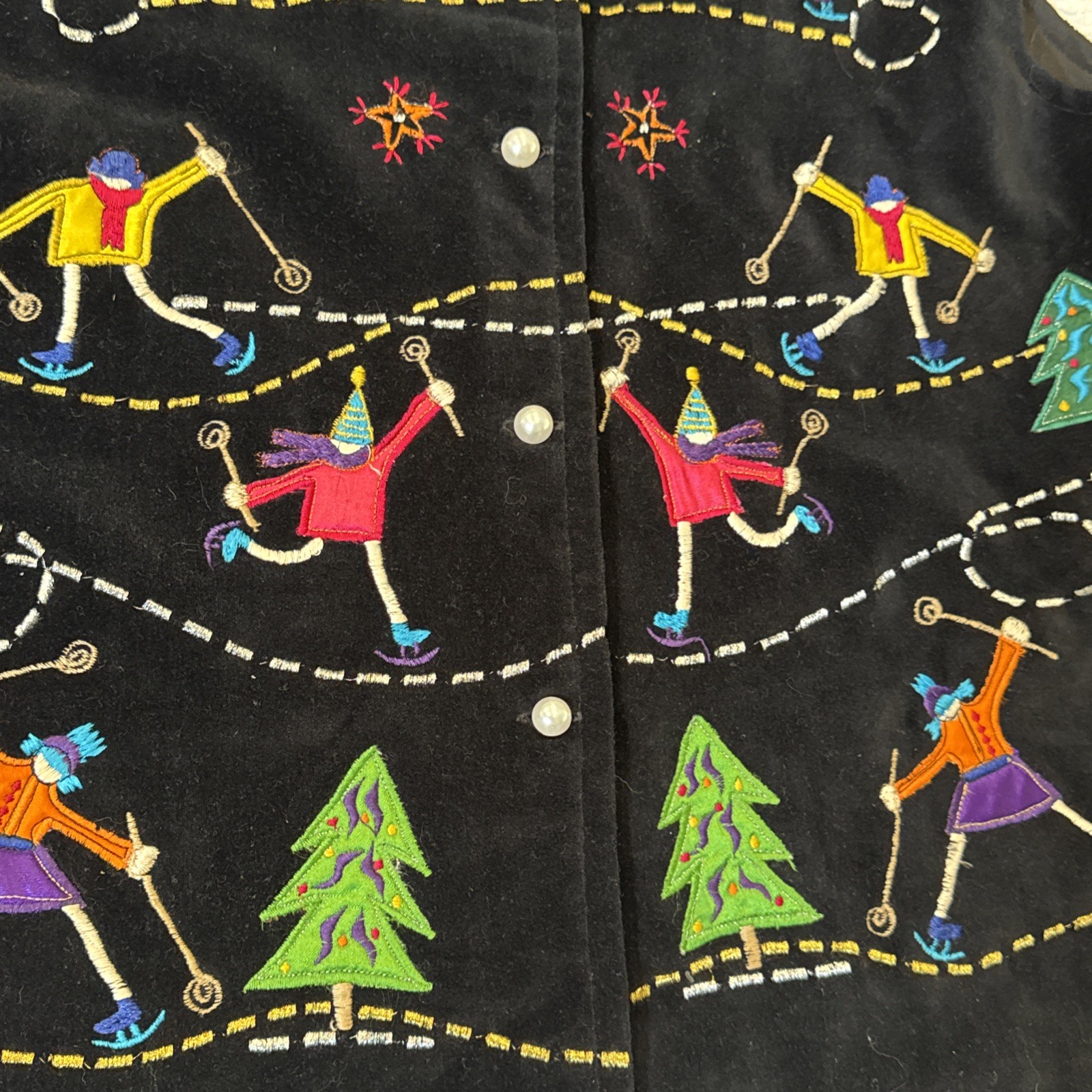 VTG Winter/Christmas Colorful Ice Skating Vest Ugly Sweater/90’s Bright Colors