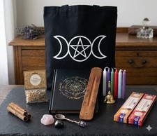 Pagan Wicca Kit - Triple Moon Tote, Spell Candles, Crystals,