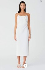 Misha Collection White Marcy Bonded Crepe Midi Dress Size Large /EU 40