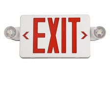 TANLUX Red Exit Sign with Emergency Light, 1 Pack, White Housing+Red Letter