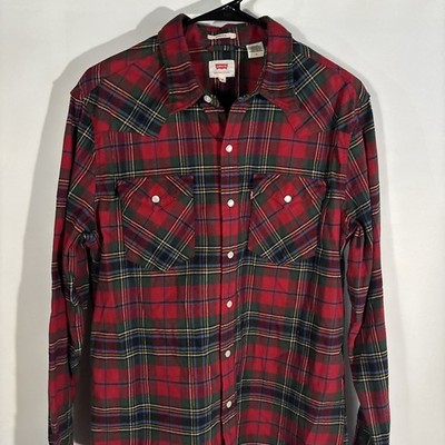 Levi's Multi-Colored Long Sleeve Stretch Cotton Flannel Button Down Shirt Size M