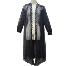 VTG Cinema Etoile Nightgown Robe Womens Medium Black Lace Long Sleeve Whimsigoth