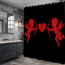 Romantic Red Cupid Shower Curtain for Valentine's Day Decor