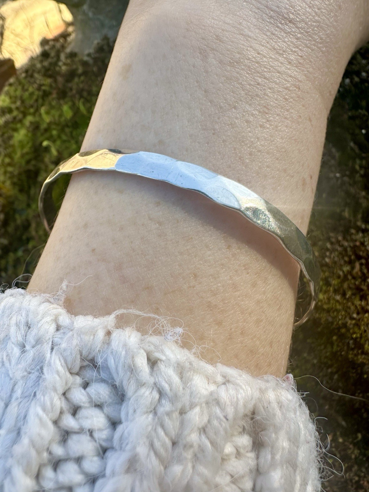 925 Sterling Solid Silver Hammered Contemporary B… - image 1