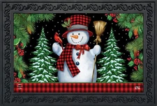 Briarwood Lane Red Checkered Snowman Winter Doormat