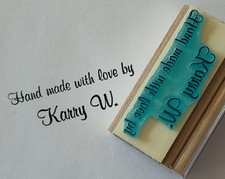 Hand Made With Love Wood Mounted Rubber Stamp With Your Custom Name