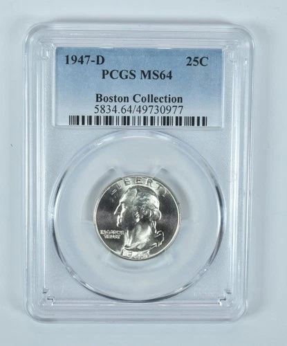 1947-D Washington Quarter Boston Collection MS64 PCGS Blue Label *0224