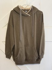 Aerie Sherpa Lined Hooded Pullover Hoodie Heather Brown Medium Cozy