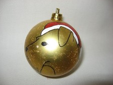 NEW HANDPAINTED WELSH TERRIER SANTA UNBREAKABLE GOLD CHRISTMAS ORNAMENT 2 1/2"