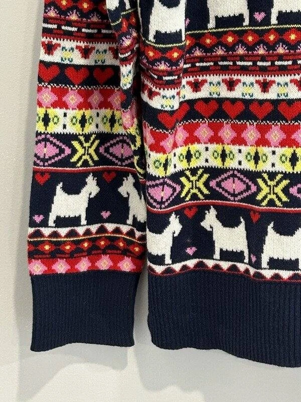 Charter Club Fair Isle Azul Marino Sweeter Scottie Perro Vacaciones Corazones con Cuentas Talla XL Foto 2 de 4