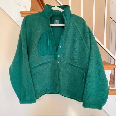 プリーツプリーズ　変形ジャケット　グリーン系 NWT Free People Movement Hit The Slopes Fleece Jacket Green Glow