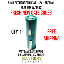 1pc AA 1.2V 1650mAh Rechargeable Batteries w/TABS For LED Lights, Hobby, Alarms