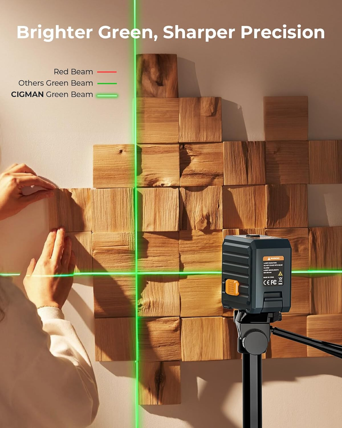 Laser Level,  CM-G01 Self-Leveling Green Cross Line Laser, 100Ft Range, 4 Bright