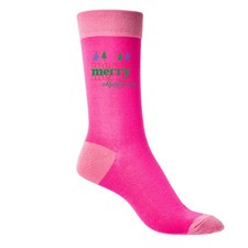Merry Christmas Funny Ladies Pink Socks Xmas Present Gift