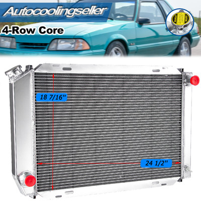 4-Row Aluminum Radiator Fits 1979-1993 Ford Mustang Foxbody LX GT Cobra V6 V8 MT