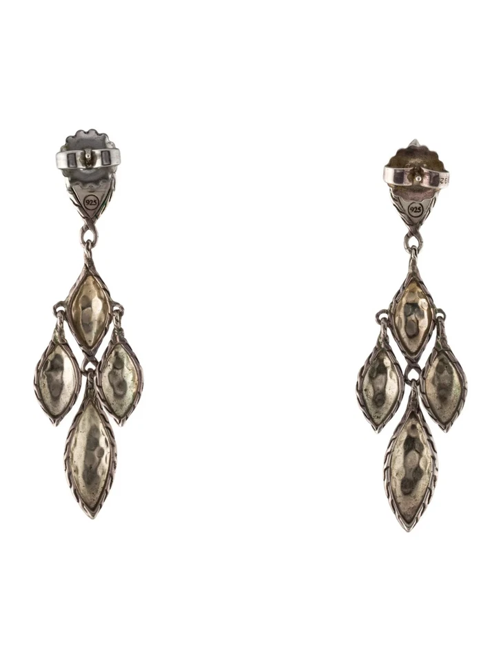 John Hardy Palu Hammered Chandelier Earrings Sterling Silver 925 2.25” Women’s - Image 2 of 4