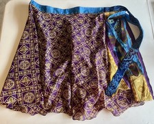 Vintage Reversible Silk Wrap Skirt One Size Fits Most Boho Hippie