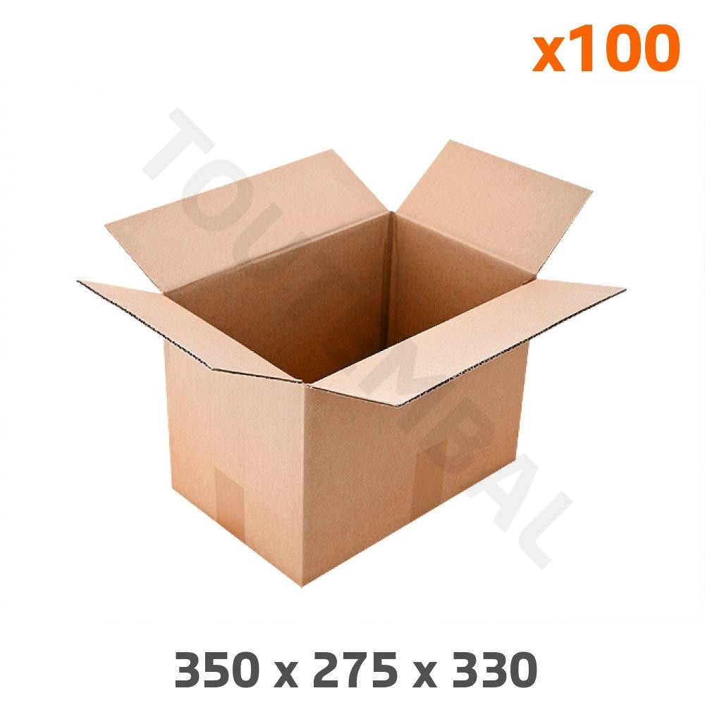 Caisse américaine 350x275x330 mm simple cannelure en carton brun pour expédition | Lot de 100