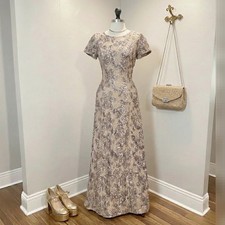 Beige Lace Sequin Formal Dress Size 8 Mother of the Bride