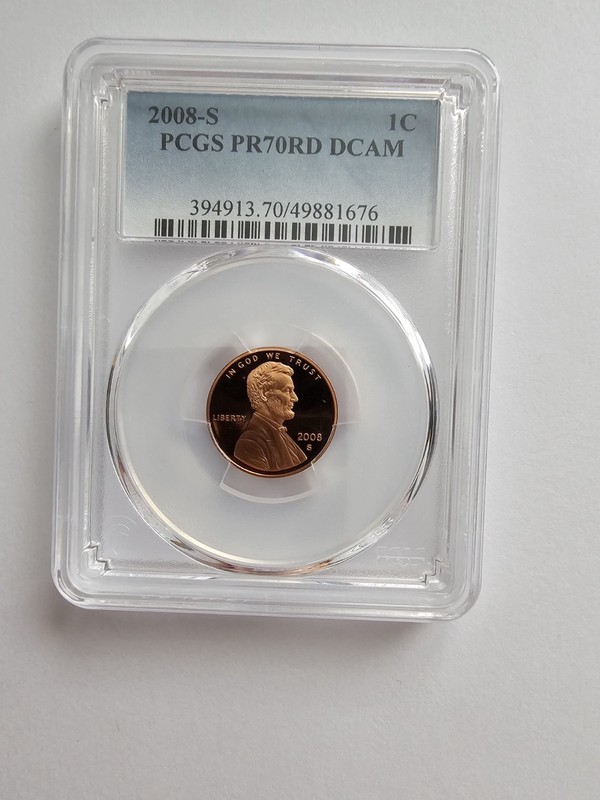 2008 S PR70 RD DCAM LINCOLN MEMORIAL PENNY CENT GRADED PCGS 1C S MINT CLAD COIN 