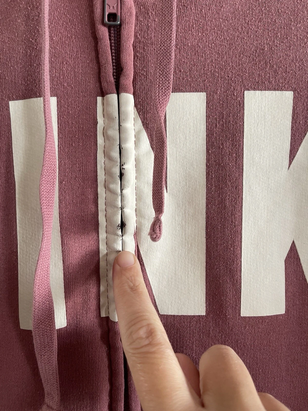 UNDERCOVER Y2K Victoria’s Secret Felpa con Cappuccio e Zip Rosa Malva Donna Taglia S