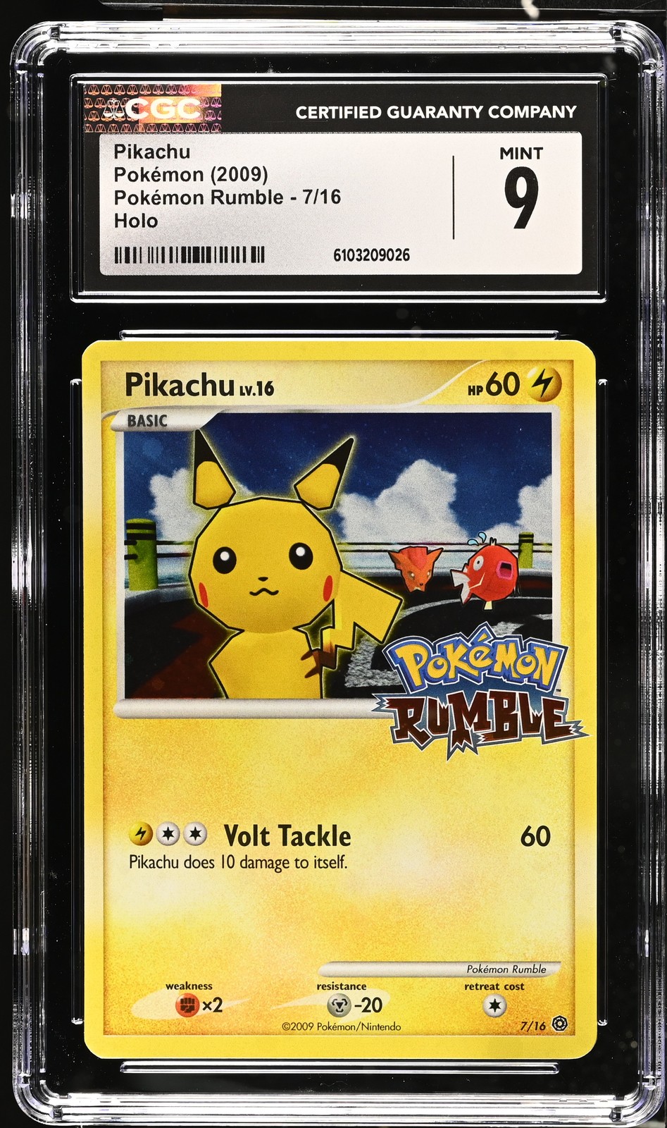 CGC 9 Pikachu 7/16 Holo 2009 Pokemon Rumble Pokémon Card
