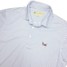 Donald Ross Sportswear Mens Polo Golf Shirt Men's M White Blue All Over Print