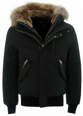 MACKAGE Dixon F Padded Down Bomber Parka Jacket Real Fur Black