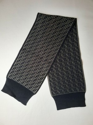 Fendi Authentic Vintage Geometric Monogram Jacquard Print 100% Wolle Schal Stola