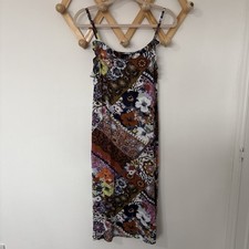 NEXT Beachwear Orange Pink Floral Strappy Midi Dress 12