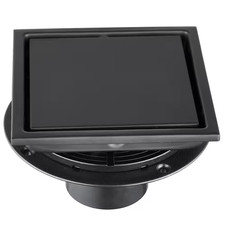 6 In. X 6 In. Stainless Steel Square Shower Drain in Matte Black