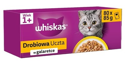 80x85 g WHISKAS Nassfutter mit Huhn Ente Geflügel Pute in Gelee  adulte Katzen