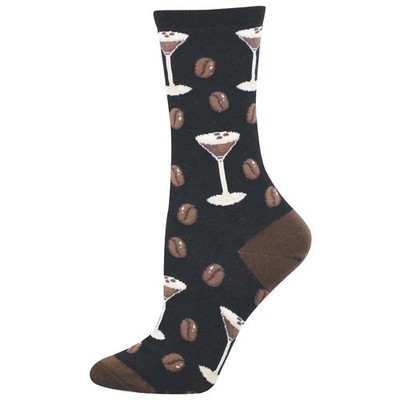 Socksmith Women's Crew Socks Novelty Footwear - Espresso Martini