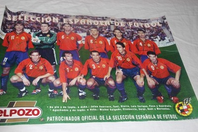 Vintage Poster Of Spain National Team 1996 With Digital Signature Players Raul
