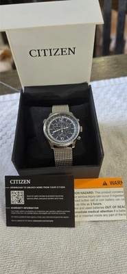 Citizen Eco-Drive H500-S065148 Chronograph World Time Mesh Watch Box Papers